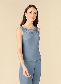 Azazie Frances Kleider für die Brautmutter Overall/Jumpsuit Schaufel Gittergewebe Kleid Staubblau image7