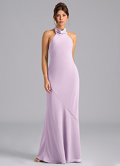 Azazie Velli Bridesmaid Dresses Frosted Lilac Mermaid Bow Chiffon Dress image6