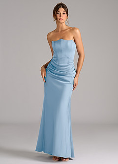 Azazie Debby Abiti da Damigella Abito Convertibile Sirena in Raso Elasticizzato Senza Cinturino Azzurro Polvere image1