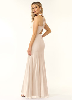 Azazie Rue Robes de demoiselle d'honneur Robe Trapèze en Mousseline de soie Dos nu Albâtre Blanc image5