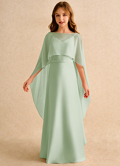 Azazie Fishie Junior Formal Blumenmädchenkleider A-Linie Matte Satin Kleid Staubiger Salbeigrün image5