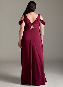 Azazie Rhea Maternity Bridesmaid Dresses A-Line Off-The-Shouler Pleated Stretch Satin Floor-Length Dress image9