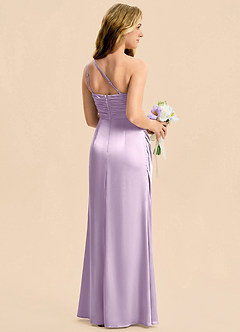 Azazie Eren Junior Frosted Lilac Sheath Pleated Stretch Satin Dress image2
