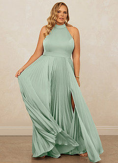 Christian Siriano Bridal for Azazie 1007 Bridesmaid Dresses Agave A-Line Pleated Stretch Satin Dress image12