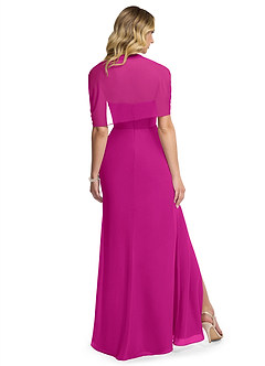 Azazie Zia Bridesmaid Dresses Fuchsia Sheath Side Slit Chiffon Convertible Dress image4