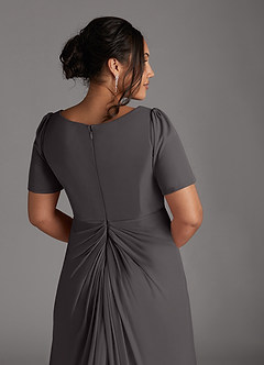 Azazie Bessie Mother of the Bride Dresses Steel Grey A-Line Pleated Mesh Dress image10