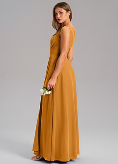 Azazie Phaedra Vestidos de madrinha de casamento Vestido Caramelo de Chiffon de Linha A com Um ombro image6