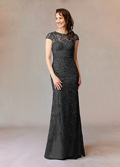 Azazie Jamila Mother of the Bride Dresses Black Mermaid Lace Dress image3