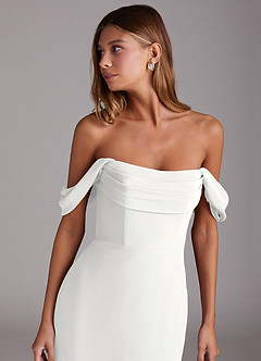 Azazie Saige Bridesmaid Dresses White A-Line Off the Shoulder Chiffon Convertible Dress image5