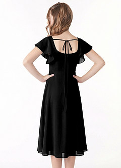 Azazie Bondi Junior A-Line Ruchede Chiffon Te-længde Junior brudepige Kjole image3