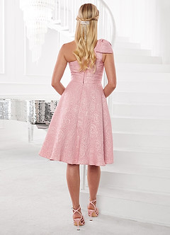 Barbie™ ❤ AZAZIE 4006 Bow One Shoulder Jacquard Midi Dress image4