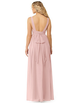Azazie Kora Bridesmaid Dresses Powder Pink A-Line Pleated Chiffon Dress image4