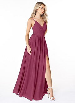 Azazie Gracie Bridesmaid Dresses Mulberry A-Line Pleated Chiffon Dress image5
