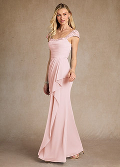 Azazie Belfast Abiti per la Madre della Sposa Abito Tubino in Maglia Pizzo Rosa Rossore image3