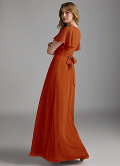 Azazie Zaniah Robes de demoiselle d'honneur Robe Trapèze en Mousseline de soie Paprika image7