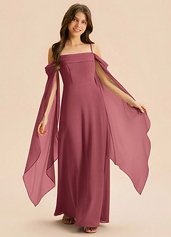 Azazie Moana Junior Linia A Pofałdowany Szyfon Długość podłogi Młodsza druhna Sukienka image1