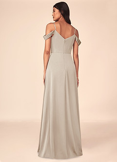 Azazie Ocean Brautjungfernkleider A-Linie V-Hals Gefaltet Stretch-Satin Kleid Frost image8