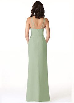 Azazie Leo Bridesmaid Dresses Dusty Sage Mermaid V-Neck Pleated Chiffon Dress image2
