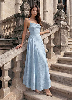 prom dresses under $250 Lilac Tulle A-line V-neck Prom Dresses With Side Slit, Long Formal Dresses,  MP794