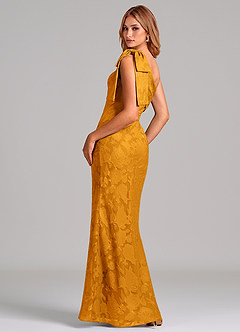 Azazie Yuanna Brudtärnklänningar Klä av Sjöjungfru i Blommig Utbrändhet Ena axeln Knäck image5