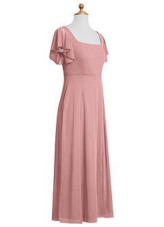 Azazie Bondi Junior A-Linie Seitliche Cut-Outs Gittergewebe Kleid Altrosa image11