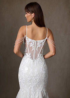 Azazie Denise Suknie ślubne Syrena Cekiny Tiul Pociąg Kapliczny Sukienka image8