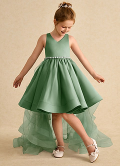 Azazie Julietta Blumenmädchenkleider Ballkleid Cabrio Tüll Kleid Matcha image5
