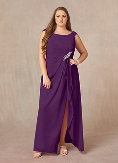 Azazie Yarrow Mother of the Bride Dresses Grape A-Line Pleated Chiffon Dress image10