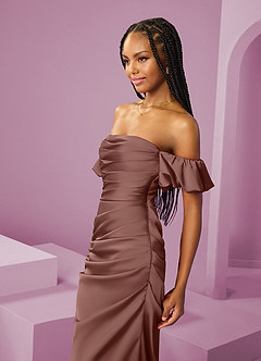 Barbie ♥ Azazie Vestidos de damas de honor Vestido de Expresado de Satén Elástico de Corte Recto Convertible con Vestidos sin tirantes image14