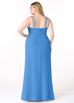 Azazie Leo Bridesmaid Dresses Blue Jay Mermaid V-Neck Pleated Chiffon Dress image8