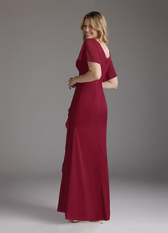 Azazie Song Mother of the Bride Dresses Burgundy Mermaid V-Neck Pleated Stretch Chiffon Dress image5