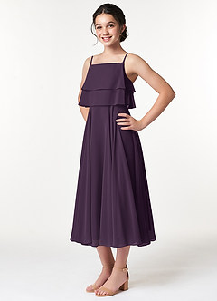 Azazie Ensley Junior Plum A-Line Pleated Chiffon Dress image4