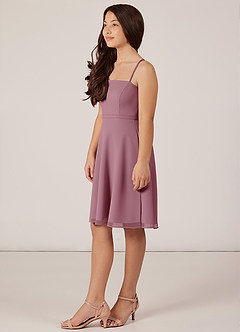 Azazie Kalie Junior Agave A-Line with Belt Chiffon Dress image3