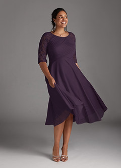 Azazie Gracelyn Mother of the Bride Dresses Plum A-Line Lace Dress image8
