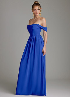 Azazie Caterina Bridesmaid Dresses Royal Blue A-Line Corset Chiffon Dress image9