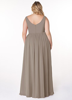 Azazie Keyla Abiti da Damigella Abito A-Line in Chiffon con Scollo a V a Pieghe Taupe image7
