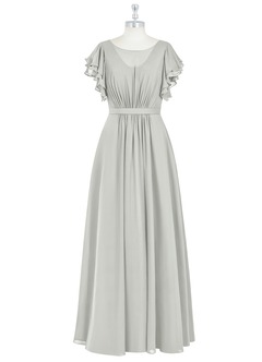 Azazie Daphne Modest Bridesmaid Dresses A-Line Ruffled Chiffon Floor-Length Dress image34