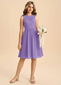 Azazie Skyla Junior Jurk van Chiffon met A-Lijn Geplooid Tahiti image1