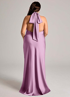 Azazie Velli Bridesmaid Dresses Wisteria Mermaid High Neck Stretch Satin Dress image7