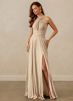 Christian Siriano Bridal for Azazie 1009 Bridesmaid Dresses Champagne A-Line Pleated Chiffon Dress image8