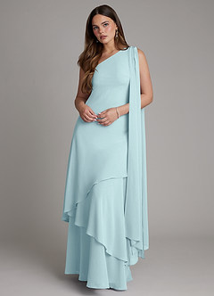 Azazie Monique Robes de demoiselle d'honneur Robe Trapèze en Mousseline de soie Asymétrique Verre De Mer image1
