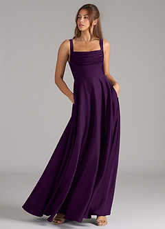 Azazie Shaude Robes de demoiselle d'honneur Robe Trapèze en Satin extensible Plissée Grain De Raisin image3
