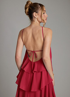 Azazie Deena Bridesmaid Dresses Scarlet A-Line Ruched Chiffon Dress image6