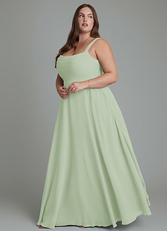 Azazie Shaude Bridesmaid Dresses Dusty Sage A-Line Pleated Chiffon Dress image4