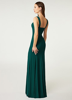 Azazie Alara Bridesmaid Dresses Pine Sheath Side Slit Stretch Chiffon Dress image5
