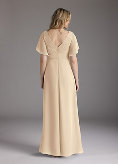 Azazie Alessa Mother of the Bride Dresses Champagne A-Line V-Neck Pleated Chiffon Dress image6