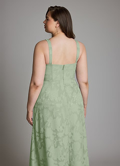 Azazie Debra Bridesmaid Dresses Dusty Sage A-Line with Pockets Floral Burnout Dress image10
