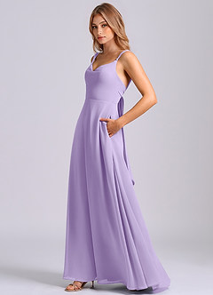 Azazie Beatrice Brautjungfernkleider A-Linie Herzausschnitt Chiffon Kleid Flieder image5