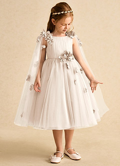 Azazie Staria vestidos de niña de las flores Vestido de Alabastro Blanco de Tul de Princesa con Volante image7