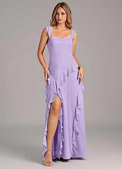 Azazie Sloane Bridesmaid Dresses Lilac A-Line Sweetheart Neckline Chiffon Dress image1